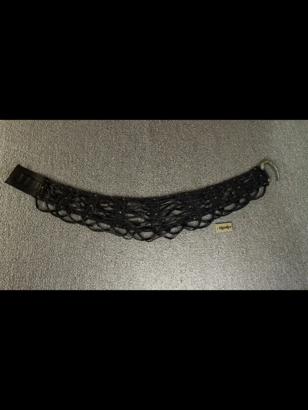 Boho hippie steampunk HIPSTIRR Lulu leather, laced dress belt, brass hook sz sm
